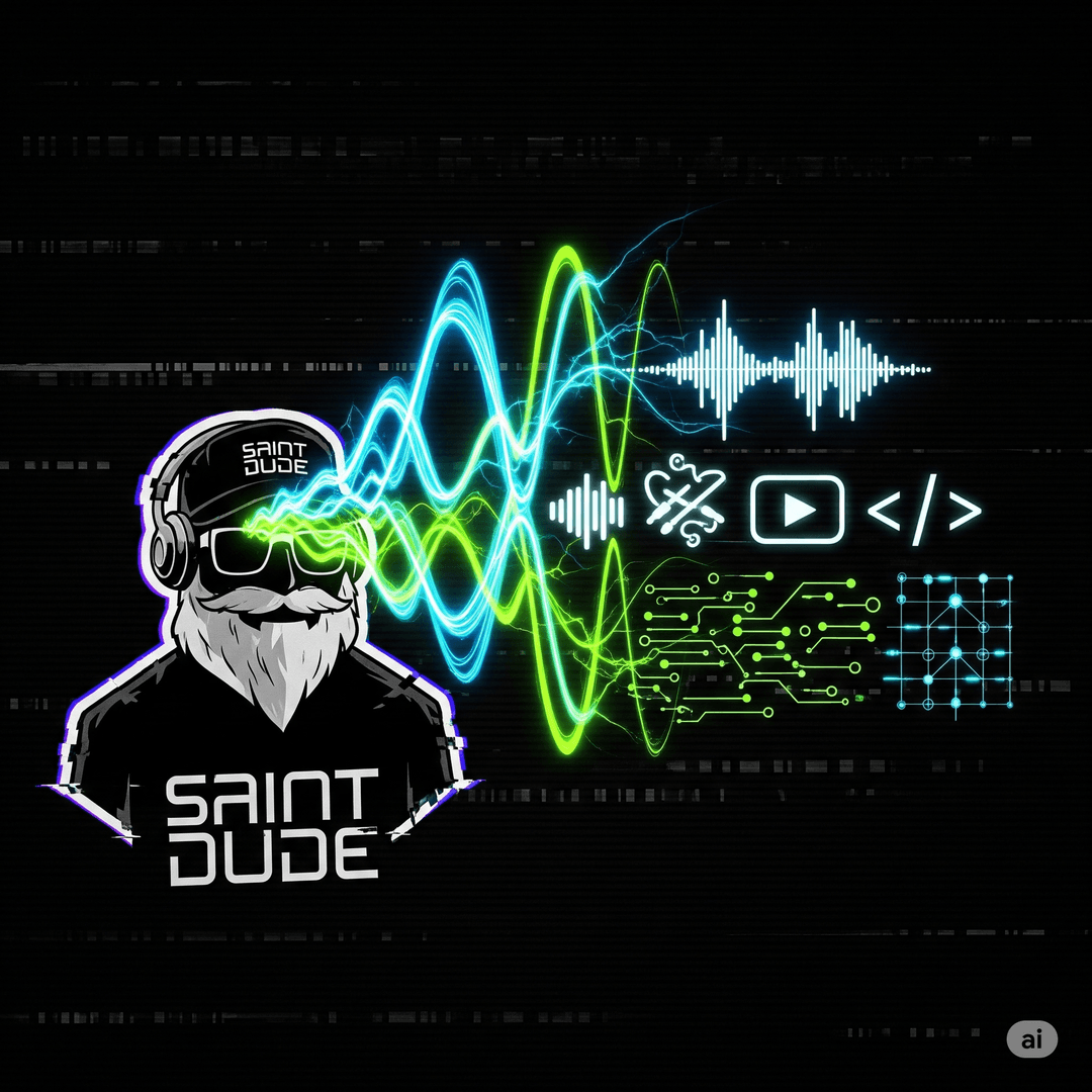 Saint Dude - Cyberpunk character with headphones and tech elements